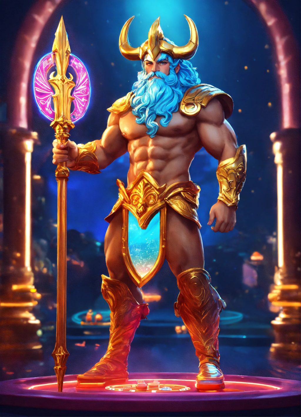 Cutie Q version character poseidon with spear，casi (2)